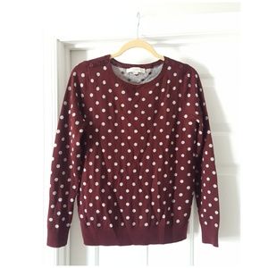 Loft Burgundy Polka Dot Sweater Size Medium